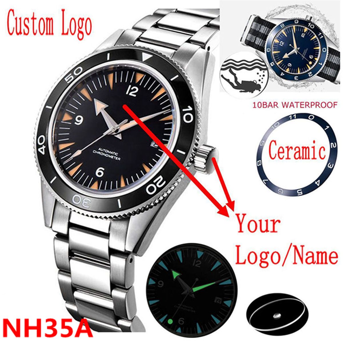 Luxury Watch Collection - Własne logo NH35 zegarek z mechanizmem