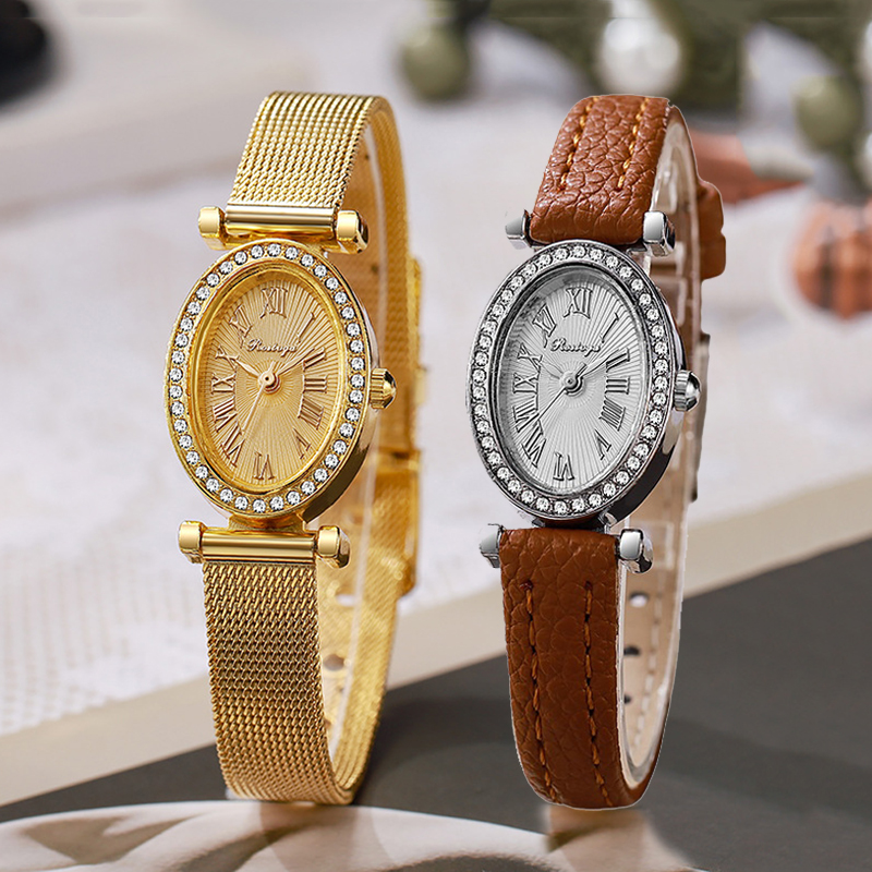 Luxury Watch Leather Strap - Luksusowy zegarek damski, modny, owalna tarcza
