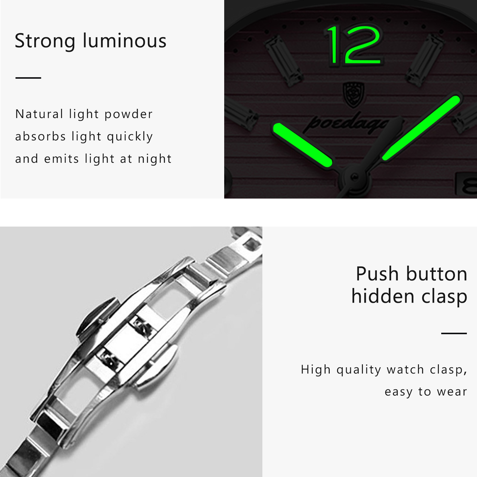 POEDAGAR Kwadratowy Zegarek Da – Luxury Watch Square recenzja i cena