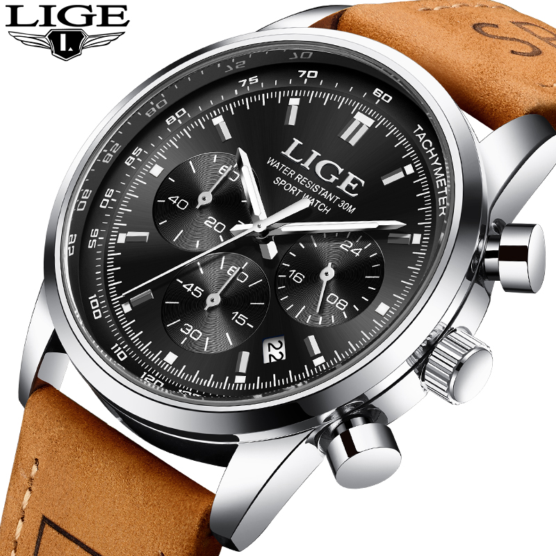 Zegarki kwarcowe LIGE Outdoor  – Luxury Watch Leather Strap recenzja i cena